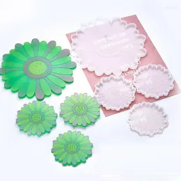 Table Mats Durable 4pcs Silicone Daisy Sunflower Tray Mold Resin Epoxy Casting DIY For Home Desktop Decoration