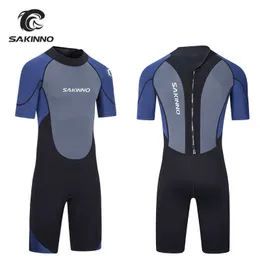 Wetsuits Drysuits Wetsuit Shorty Men 3mm2mm Neoprene Suits Adults Surfing Canoeing Scuba Diving Suits One Piece Shortie Male Short Sleeve Zip J230505