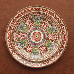 Plates Central Asian Exotic Ceramic Plate European Vintage Underglaze Painted Western Tableware Steak Pasta Dinner