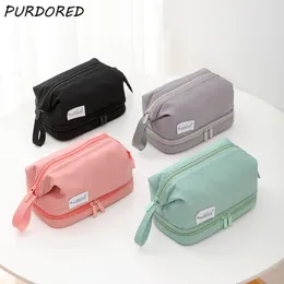 Bolsas de cosméticos Casos Purduzed 1 PC Mulheres Bolsa Cosêmica Grande 2 Camadas Bolsa de Maquiagem Impermeável Para Feminino Viagem Maquiagem Organizador de Armazenamento Caso de Beleza 230504