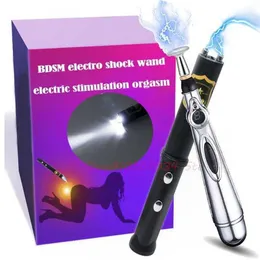 Giocattolo del sesso Massaggiatore Scossa elettrica Stick con Led per coppia Gioco per adulti Capezzolo anale Clitoride Elettrostimolatore Pene maschile Scroto Bdsm