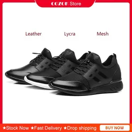 Dress Shoes COZOK Leather And Mesh Lycra Vamp 6 8CM Increasing Men s Quality Breathable Casual Big Size Office Men 230504