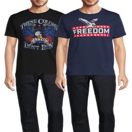 Men is Big Men is Freedom Eagle and These Colors Don t Run Graphic T-Shirts, 2-Pack