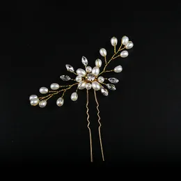 European Headwear Accessories Bridal Handmade Pearl Water Diamond Flower Silk Bridal Hairpin Fork White Wedding Crown Jewelry