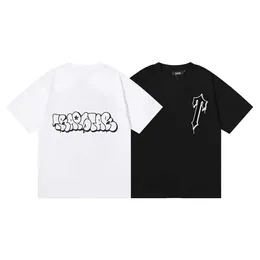 Roupas de moda de grife camisetas trapstar verão nova impressão de letras dissolvidas puro algodão fio duplo ins masculino feminino camiseta de manga curta para venda