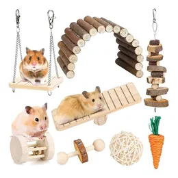 Brinquedos hamster mastigar brinquedos conjunto pequeno animal molar brinquedos cuidados com os dentes acessórios de madeira para cobaias chinchilas gerbils ratos
