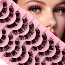 10Pairs D Curl Segmented False Eyelashes DIY 3D Faux Mink Lashes Russian Lash Extensions Soft Reusable Cruelty Free