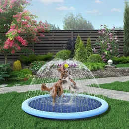 Other Dog Supplies Cat Beds Furniture 100150170cm Pet Sprinkler Pad Play Cooling Mat for Dogs Kids Outdoor Garden Swimming Pool Inflatable Water Spray Bath 230504