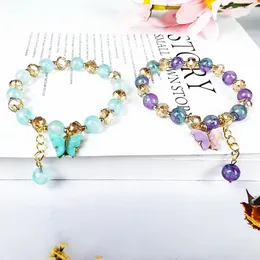 Charm Bracelets Est Korean Colorful Beaded Acrylic Butterfly Bracelet For Women Ladies Strand Wristband Fashion Jewelry