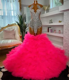 2023 May Aso Ebi Mermaid Crystals Prom Dress See Through Luxurious Evening Formal Party Second Reception födelsedagsengagemang Klänningar klädrock de soiree zj171