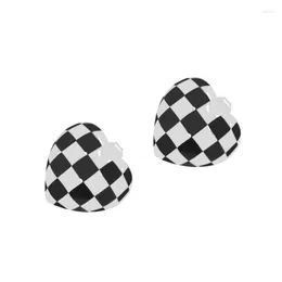 Orecchini a cerchio Piccoli e di lusso Design Sense Minimal Geometric Love Chessboard Checker Argento 925 Donna