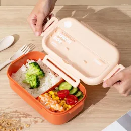 Geschirr-Sets 1L / 1.1L Lunchbox Double Layers Hohe Kapazität Kinderbehälter Aufbewahrung Auslaufsicher Mikrobeheiztes Studenten-Bento