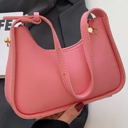Вечерние сумки женская розовая сумка на плече Женский элегантный широкий ремешок кожаная мягкая подмышка молодые лады Средние эстетические кошелек и сумочка