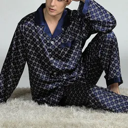 Mäns sömnkläder Puimentiua Spring Men Sleepwear Långärmad Satin Pyjama Set For Men Sleepwear Suit Homewear Home Clothes Pyjamas Lounge Summer 230505