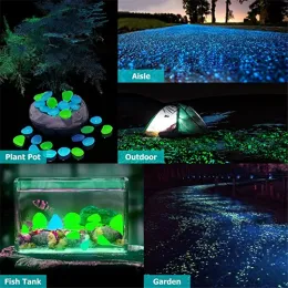100pcslot Luminous Stones Glow Dark Decorative Pebbles Walkways Lawn Aquarium Garden Fluorescent Bright Decorative Stones