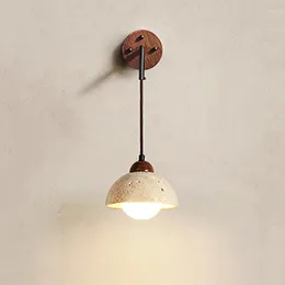 Lampada da parete giapponese Wabi Sabi in pietra naturale ristorante tavolo da bar LED moderno casa calda appartamento luci decorative sul comodino