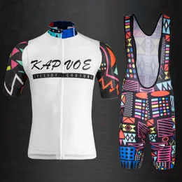 Cykeltröja sätter Kapvoe Team Set Herrkläder Kort ärm Kit Race Riding Uniform Summer MTB Road Bike Sportwear Clothes 230505