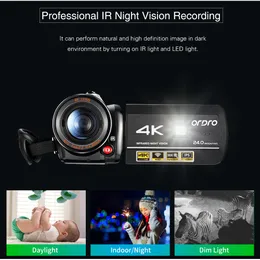 Capture vídeos impressionantes em 4K com a filmadora Ordro AC3 - Visão noturna, WiFi, zoom digital - Perfeito para vlogging e blogs no YouTube