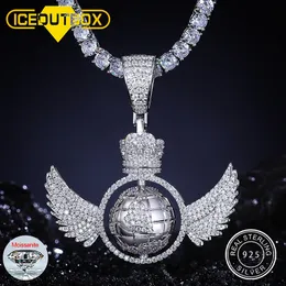 Pendant Necklaces 925 Sterling Silver Fashion Rotating Global Wing Men and Women Personality Wild Punk Necklace Jewelry Gifts 230506