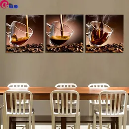 Tools 5D Full Square Diamond Painting Kits Food 3 Piece Coffee Cup Mosaic Diamond Embroidery Complete Kit DIY Wall Paintings Triptych