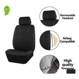 Car Seat Covers 2023 Black Polyester Er Fl Set Unisex Accessories Interior Decoration Fit Suv Van Protector Drop Delivery Mobiles Mo Dhp97