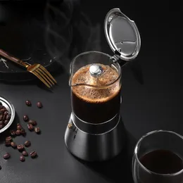 Verktyg rostfritt stål glas kaffe maker kaffekanna moka potten kaffestillverkare vattenkokare kaffebryggare latte percolator spis kaffe verktyg