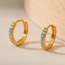 Hoop Earrings For Women Gold Plated Piercing Famale Emerald Zircon 2023 Jewelry Ear