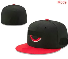 2023 masculino clássico preto cor Cincinnati Flat Peak série coração tamanho completo bonés fechados moda hip hop beisebol esportes todos os times chapéus ajustados em tamanho 7- tamanho 8 Love Hustle A0