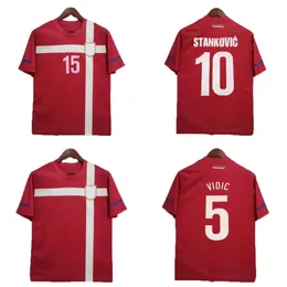 2010 Сербия Иванович Ретро футбольные майки дома Red Vintage Krasic Vidic Zigic Jovanovic Ninkovic Football Flobl