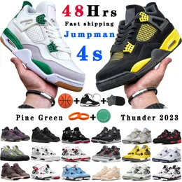 Top Quality Jumpman 4 basketball shoes Pine Green Mens 4s Designer Sneakers Fire Red Thunder Military Black Cat A Ma Maniere Messy Room Cement Women Trainers