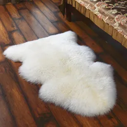 Carpets Irregular Faux Sheepskin Fur Area Rugs For Bedroom Floor Super Soft Shaggy Silky Plush Carpet White Bedside Rug Chair Home Decor