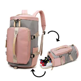 Bolsas esportivas de ginástica feminina Bolsa de ombro esportivo de nylon à prova d'água Bordada de bagagem de bagagem de bagagem de viagens de viagens de fitness backpack para homens g230506