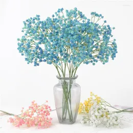 Dekorativa blommor mini huvuden 62 cm diy konstgjord blomma gipsophila falska silikonväxter bröllop dekor hem arrangemang