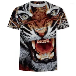 Herr t-skjortor sommardjur tiger mönster kortärmad 3d digital tryckning rund nack mode casual t-shirt s-6xl