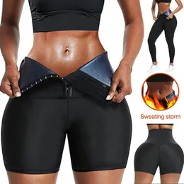 Kvinnors shapers iootiany svett bastu byxor kvinnor kropp shaper leggings bantning belagda shorts midjetränare shapewear mage termo fitness