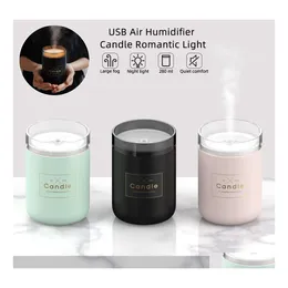 Other Interior Accessories 280Ml Trasonic Air Humidifier Candle Romantic Soft Light Usb Essential Oil Diffuser Car Purifier Aroma An Dhpjs
