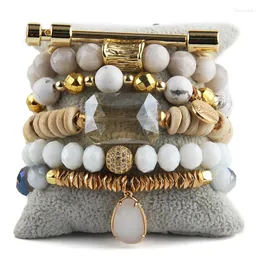 Strand RH Fashion Bohemia Acessório de joias de pedra/vidro Contas de 6pc Bracelets esticados para mulheres presentes