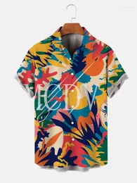 Men's Casual Shirts Art Colorblock 3D All Over Printed Hawaiian Shirt Men For Women Breathable Short Sleeve