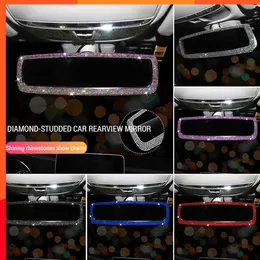 New Car Interior Rearview Mirror Decor Rhinestone Crystal Bling Diamond Ornament Rear View Mirror Cover Auto Accessories for Women