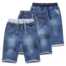 Shorts meninos jean verão design de impressão bordado de treliça jeans para crianças para adolescentes 214years wear dwq101 230505