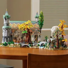 Bloki twórczy ikony ekspertów film Lorded of Rings Rings Model Rivendell Building Cegle Compatybilny 10316 Street View Kid Toy 6167pcs 230506