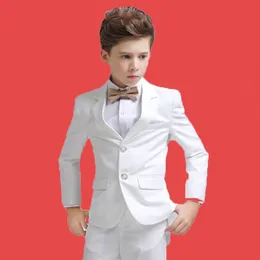 Suits Düğün Çocuklar İçin Resmi Erkekler Takım Beyaz Parti Blazers Pantolon Vaftiz Kıyafet Çocuk Kostüm Beyler Genç Prom Sekreter Seti 230506