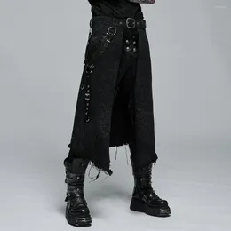 Men's Pants PUNKRAVE Men's Gothic PantsTextured Printed Decorated Design Leather Loop Party Personality Skirtpants