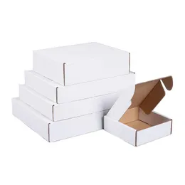 Wrap 10pcs White Kraft Paper Box 3Layer مربعات مموجة من الورق المقوى Canton Craft Gophing Backing Box Intelder Express Express