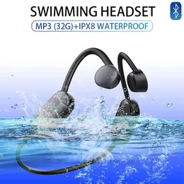 Fones de ouvido de condução óssea ipx8 fone de ouvido à prova d'água mp3 mp3 interno 32g Bluetooth Headphones Mic para acionamento por ciclismo esportivo