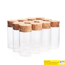 10ml Cork Stopper Cam Baharat Şişeleri ile Küçük Test Tüpü Konteyner kavanozları DIY Craft Şeffaf Düz Cam Şişe DH2072