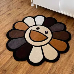 Barnmatta Rainbow Sunflower Circular Floor Mat 60 * 60 cm Kaffe Solros cirkulär matta 90 * 90 cm varumärkesdesigner mattor