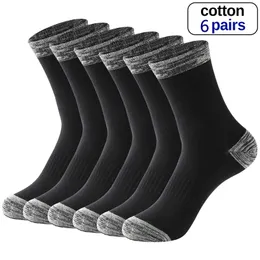 Sports Socks 6 Par Winter Men Socks Cotton Black Leisure Business Long Socks Walking Running Toming Thermal Socks For Man Plus Size 3848 230505