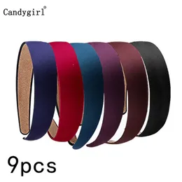 Head Bands 9pcs Saten Sert Geniş Antislip Şerit Saç Bantları Kadınlar İçin Kızlar Favoriler 11 inç Aksesuar Hediyeler 2023 230505