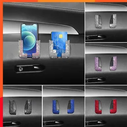 Luksusowy 2PCS Crystal Car Phone Holder Stały stojak na stojak na telefon komórkowy Karta klucza Bling Wewnętrzne akcesoria dla kobiet